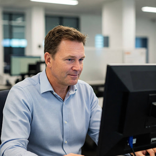 RAIL - AI – Public Sector – Male Australian Public Sector Worker completing AI Training