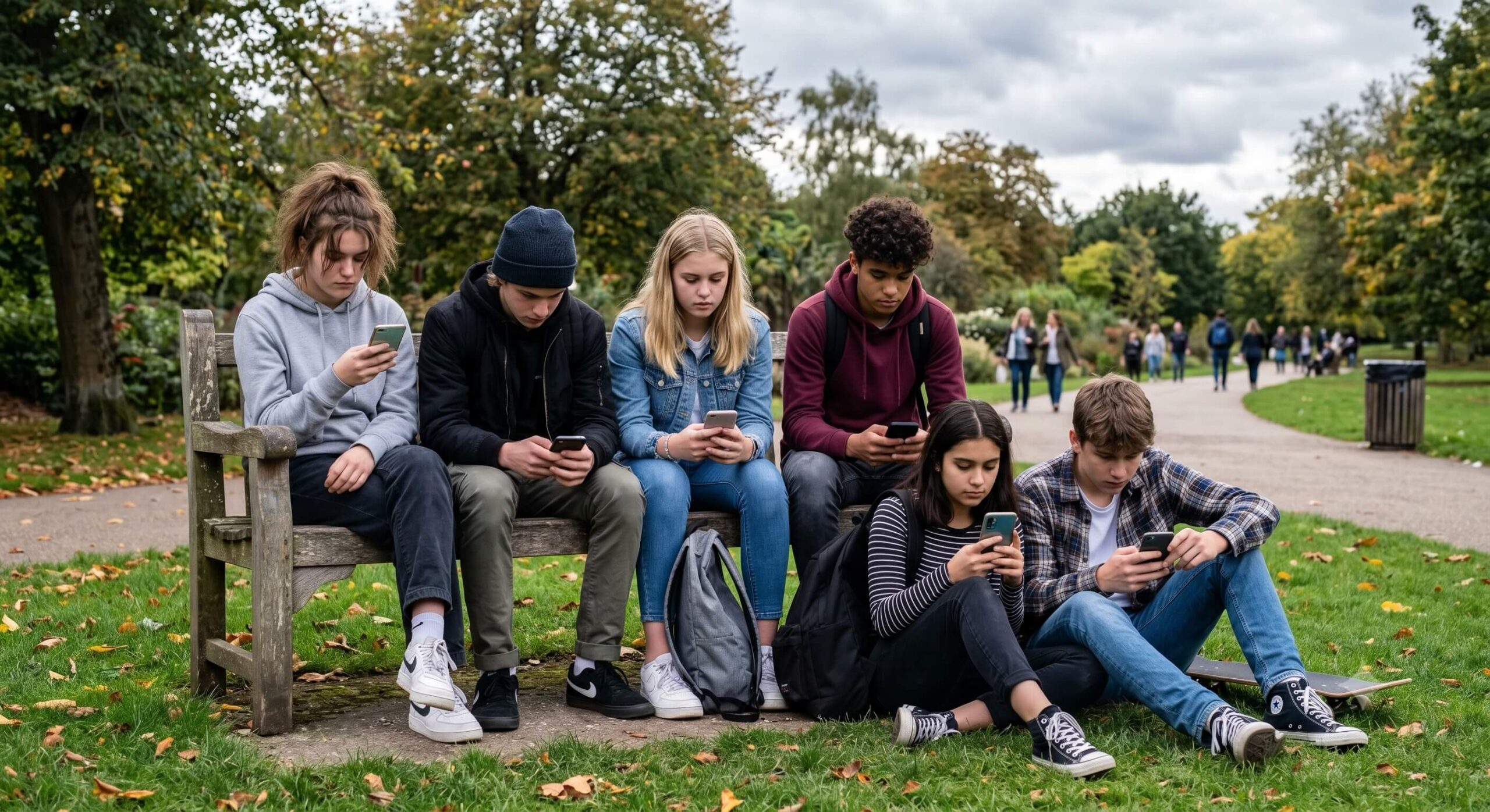 Teenagers staring at their phones